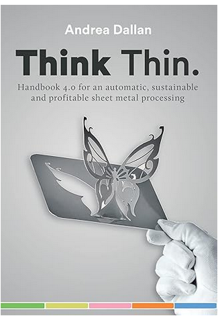 traduzione libro tecnico-industriale – Copertina multilingue del libro Think Thin di Andrea Dallan, guida all’efficienza industriale.